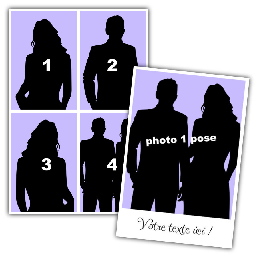 Photo 1 and 4 poses (portrait) with or without text